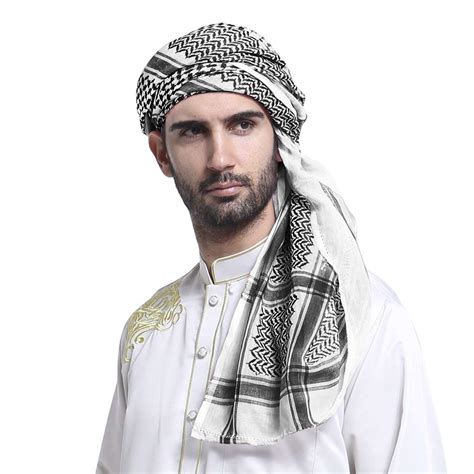 Buy Men Arabic Shemagh Kaffiyeh Headf Turban Bandana Soft Muslim Hijab