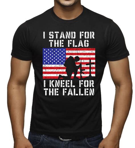 Mens I Stand For The Flag Kneel Fallen Black T Shirt 2x Large Black