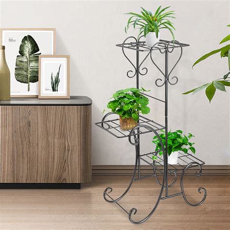 3 Tier Wrought Iron Flower Stand Plant Display Stand Shelf Indoors