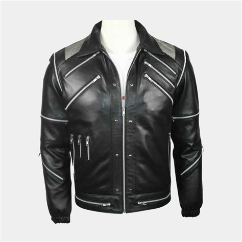 Michael Jackson Beat It Leather Jacket In Black White And Red Color