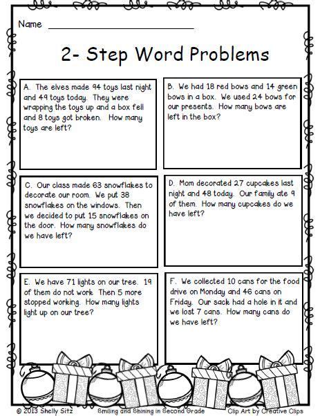 Two Step Math Problems Worksheet Math Word Problems Math Words Word