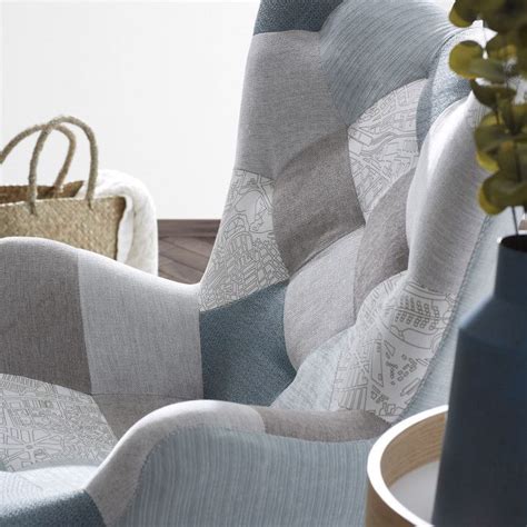Fauteuil scandinave patchwork gris bleu zago store. Fauteuil Kody patchwork bleu - Kave Home | Butacas ...