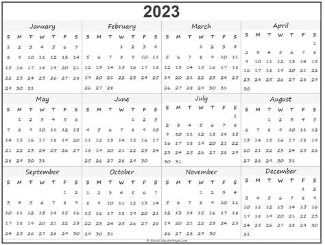 1 Page Printable 2023 Calendar In 2021 Calendar Printables Printable