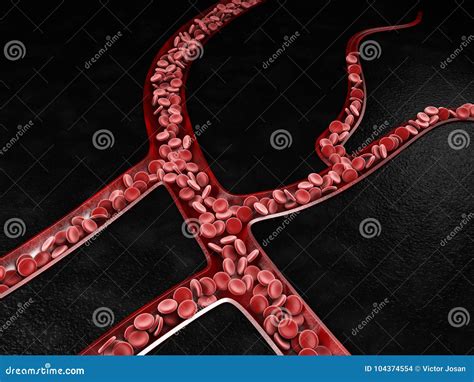 3d Illustration Of Blood Vessel With Flowing Blood Cells Stock Photo