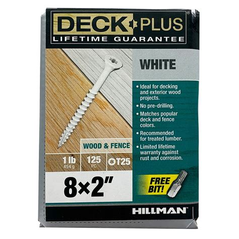 Deck Plus Star Flat Head Exterior Deck Screws White No8 X 2 125pcs