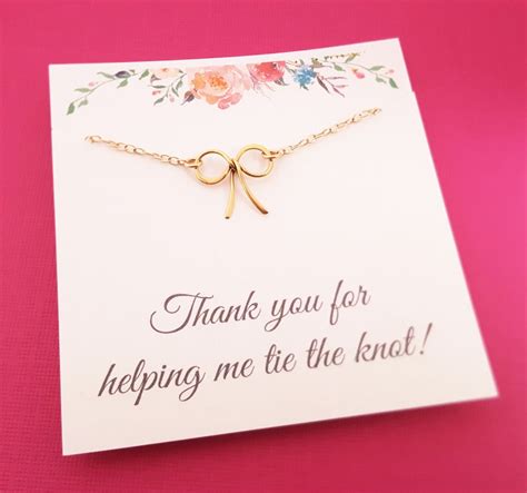 Thank You For Helping Me Tie The Knot Gold Bow Necklace Etsy