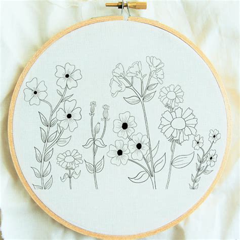 Flower Study Hand Embroidery Pattern Flower Embroidery Hoop Pattern