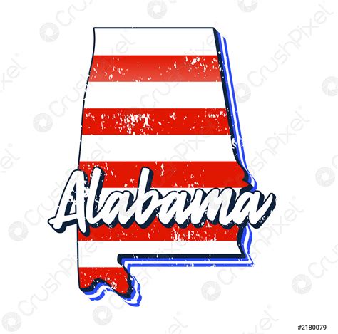 American Flag In Alabama State Map Vector Grunge Style With Stock