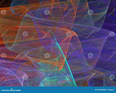 Colorful Abstract Fractal Curves With Transparent Waves Stock Image