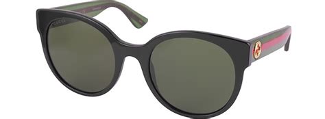 Gucci Gg0035s 002 Black Optyl Round Womens Sunglasses Wred Green