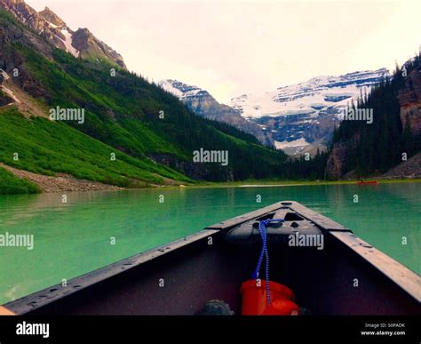 Canoeing In Lake Louise Stock Photo Alamy