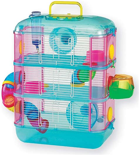 Hamster Cage Three Storey With Tubes Lazy Bones Blue