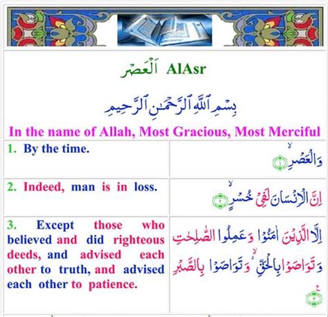 203 Surah Al Asr سورة العصر Best English Translation And Tafseer Quran