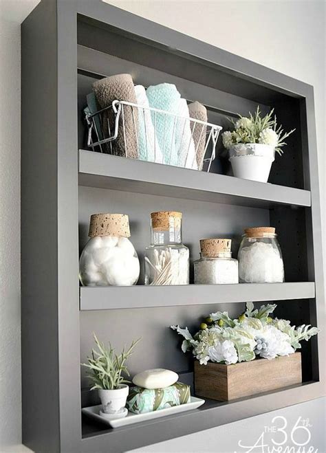 Picture Of Open Bathroom Shelving Unit In Grey
