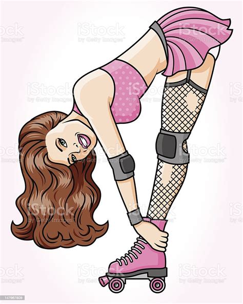 Roller Derby Babe Pinup Stock Illustration Download Image Now Istock