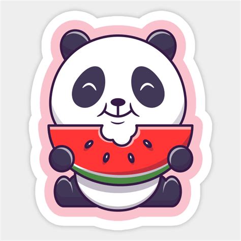 Cute Panda Eating Watermelon Cartoon Panda Sticker Teepublic