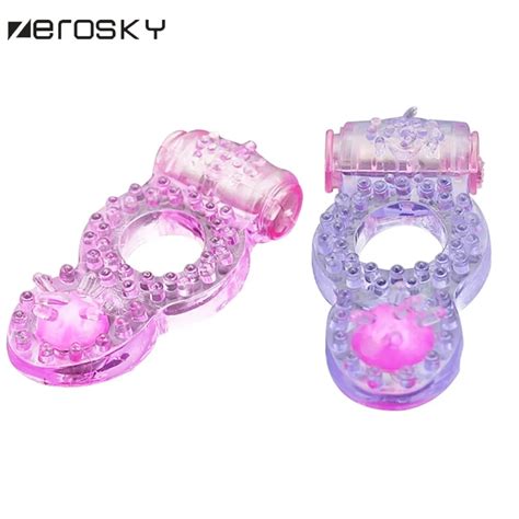 zerosky vibrating penis rings clit dual vibrating cock ring stretchy delay penis rings sex toys