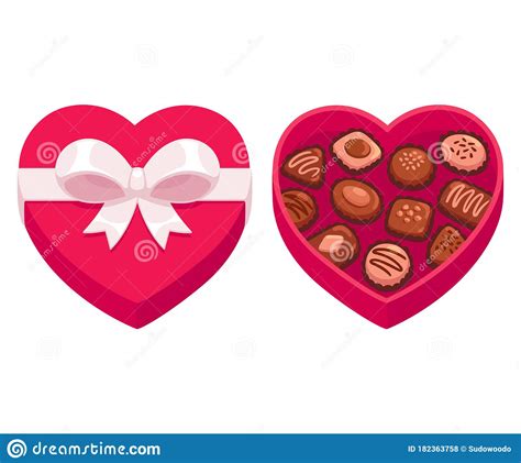 Heart Shaped Box Of Chocolates Stock Vector Illustration Of Bonbon