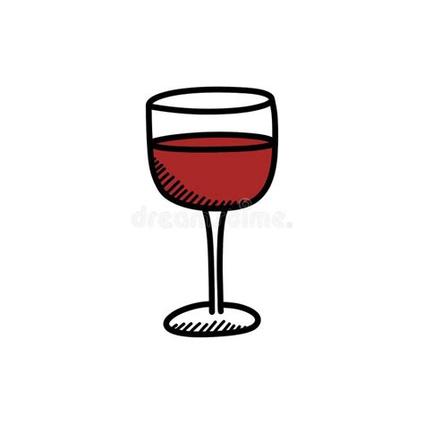 Glass Of Red Wine Doodle Icon Vector Color Line Illustration Stock Vector Illustration Of