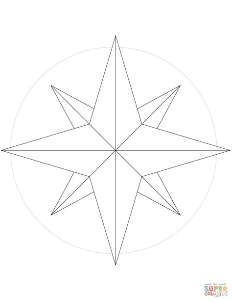 8 Point Compass Rose Coloring Page Free Printable Coloring Pages