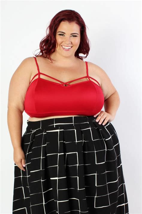 Jessica Kane Caged Crop Top Red Stylish Plus Size Clothing Plus