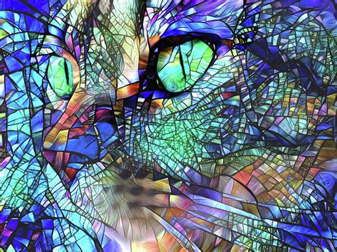 Stained Glass Cat Profile Digital Art By Peggy Collins Pixels