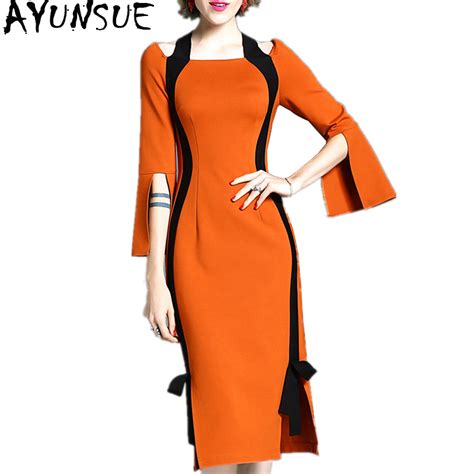 Ayunsue 2018 Autumn Winter Dress Female Elegant Bodycon Ladies Dresses