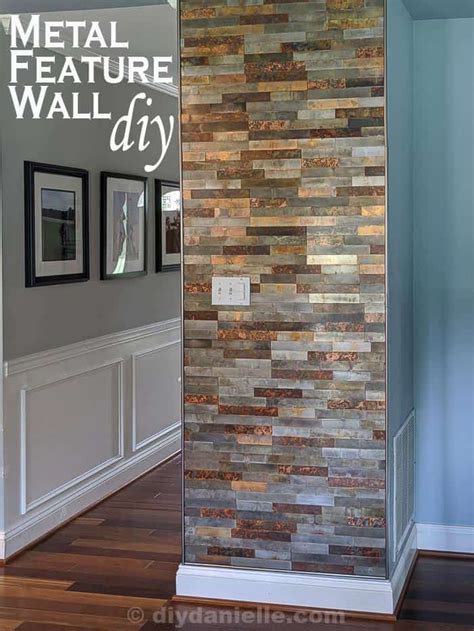 Diy Feature Wall With Metal Tiles These Stick On Metal Backsplash Tiles Are A Great Way To Add