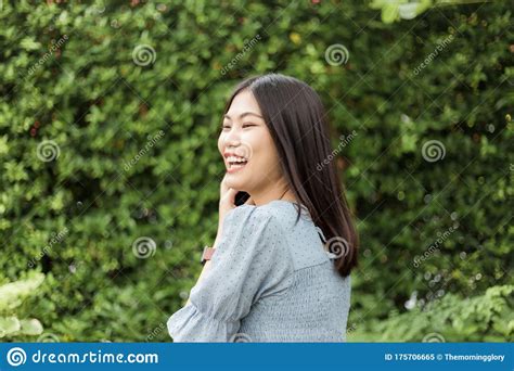 Portrait Of Asian Beautiful Women Post On Green Leaf Stock Image Image Of Beauty Green 175706665