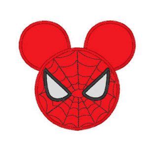 Mickey Spiderman Head With Ears Embroidery Machine Applique Design