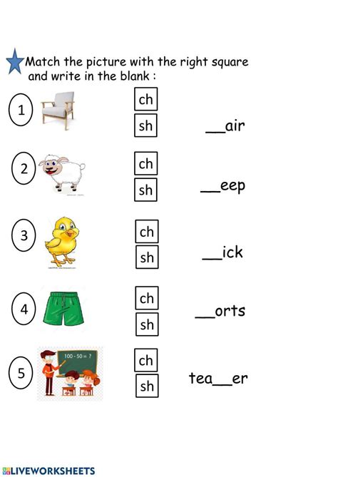 Phonics Sh Ch Interactive Worksheet Phonics Worksheets Grade 1