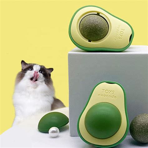 avocado catnip ball healthy edible licking balls rotatable cat toys interactive bite resistant