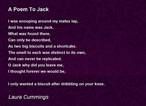 A Poem To Jack A Poem To Jack Poem By Laura Cummings