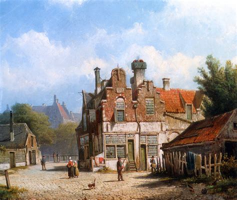 A Dutch Town Scene By Willem Koekkoek Canvas Art Print Medieval