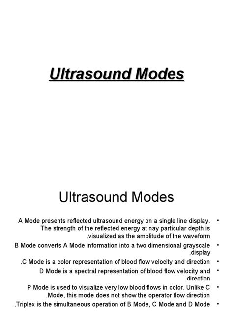 Ultrasound Modes Lec Pdf Medical Ultrasound Ultrasound