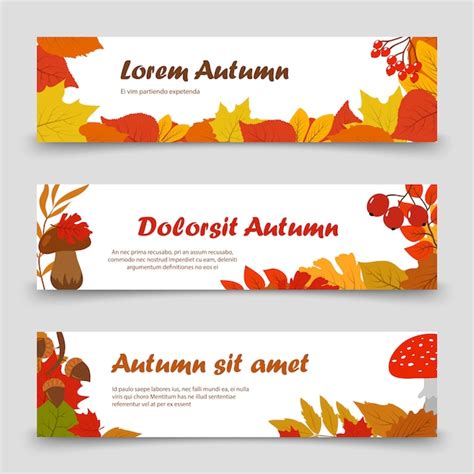 Premium Vector October Banners Autumn Leaves Horizontal Banner Set