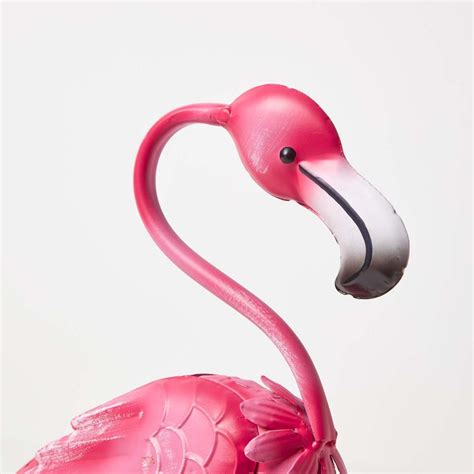 Small Metal Pink Flamingo With Hooked Neck 35 Cm Tall