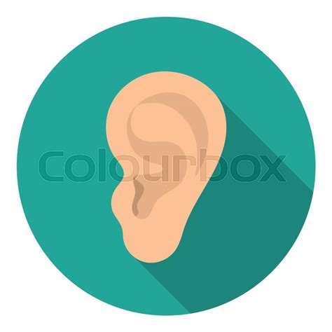 Ear Icon In Flat Style Isolated On Stock Vector Colourbox