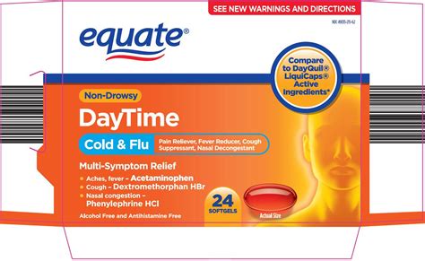 Equate Daytime Cold And Flu Capsule Liquid Filled Wal Mart Stores Inc