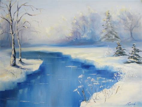 Landscape artwork abstract landscape painting seascape paintings abstract art paintings i love beautiful. Winter landscape painting Blue river ORIGINAL oil painting