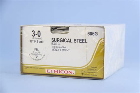 Ethicon Suture 606g 3 0 Surgical Steel 18 Fsl Cutting Esutures