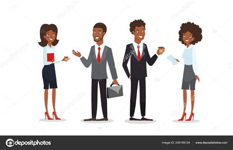 Vector Illustration Of African American Men And Women In Business