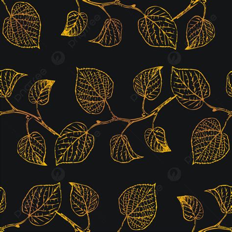 Seamless Gold Leaves Pattern Vector Background Seamless Leaves