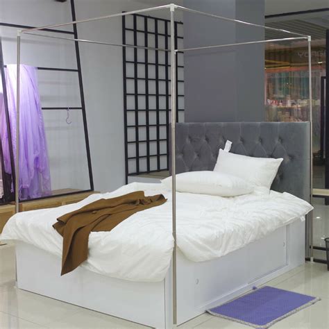 Most contemporary canopy beds are understated yet sophisticated structures with a the canopy bed is the crowning jewel in this small attic bedroom by interior design firm, establish design. Stainless Steel Bed Mosquito Netting Canopy Frame Post ...
