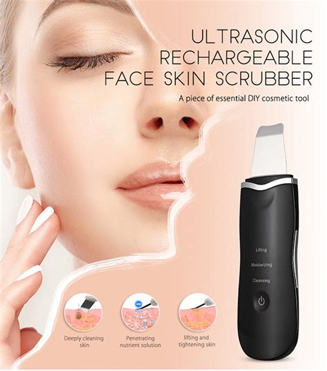 rechargeable ultrasonic face skin scrubber facial cleaner peeling dead skin blackhead removal