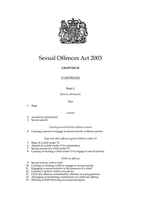 sexual offences act 2003 sexual offences act 2003 chapter 42 contents part 1 sexual offences