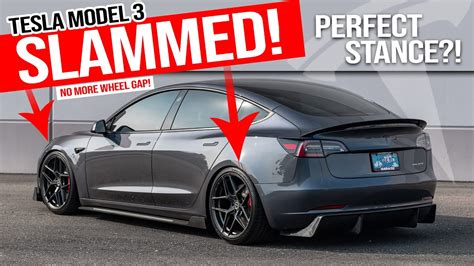 We Slammed The Tesla Model 3 Perfect Stance And Handling With Bc Racing
