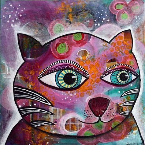 Abstract Funky Cat Original Wall Art By Stephanieestrin On Etsy 125