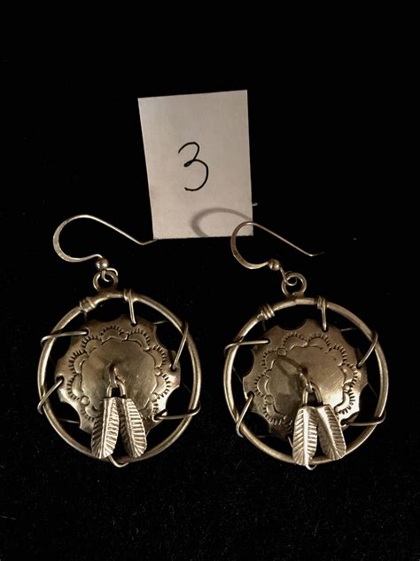 One Pair Of Sterling Silver Native American Earrings Etsy Native