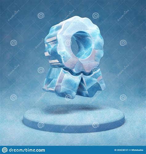 Om Icon Cracked Blue Ice Om Symbol On Blue Snow Podium Stock Image